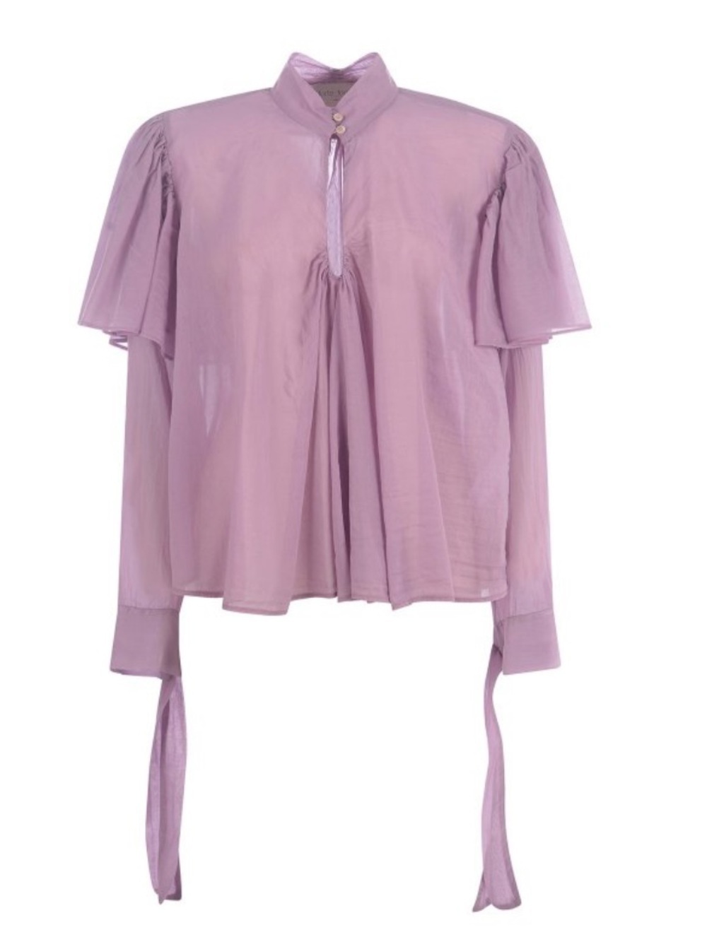 Forte Forte ruffled draped blouse top Lavender Tie-Sleeve $495 sz 1 / S